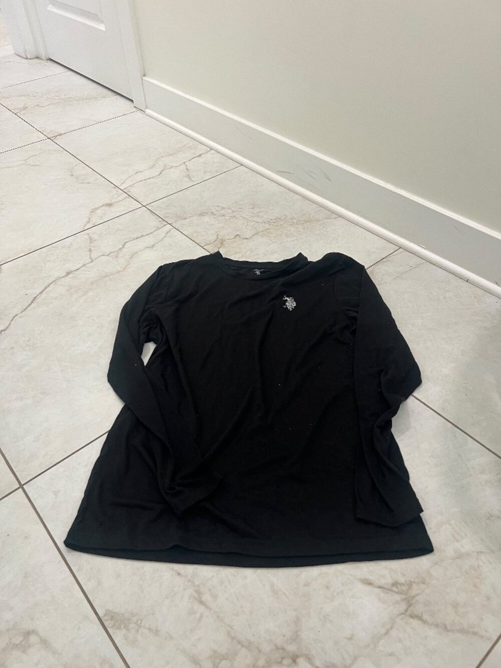 U.S. Polo Assn. Black Long Sleeve Crew Neck Sleepwear Top Size L